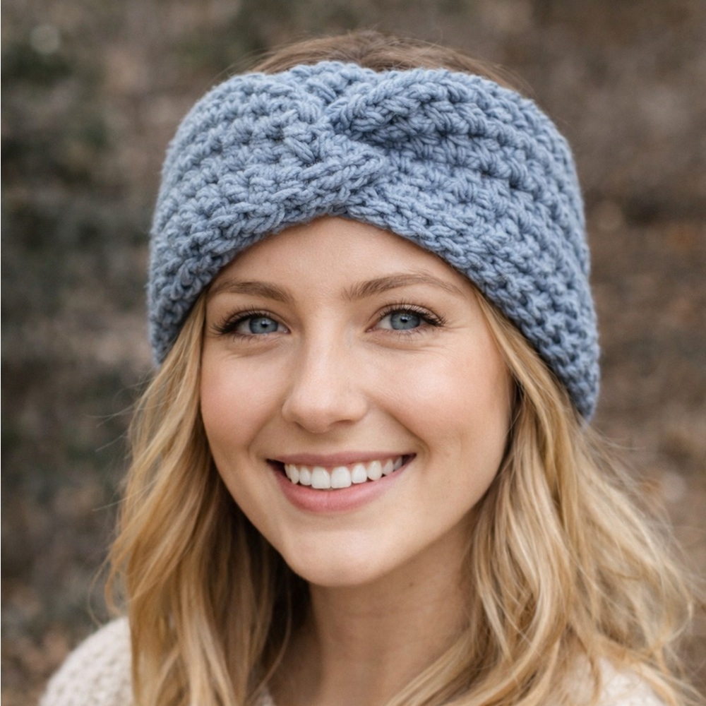 Handmade crocheted twisted ear warmer / headband